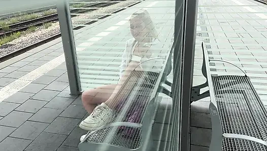 Horny slut makes it on the train track