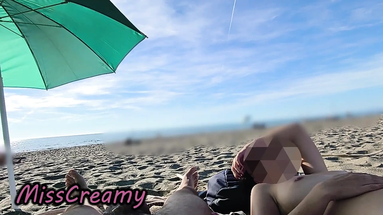 French Teacher Masturbates Pussy Legs Open on Nudist Beach in Front of Voyeurs Caught by Passersby