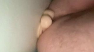 Fat virgin ass sliding on dildo