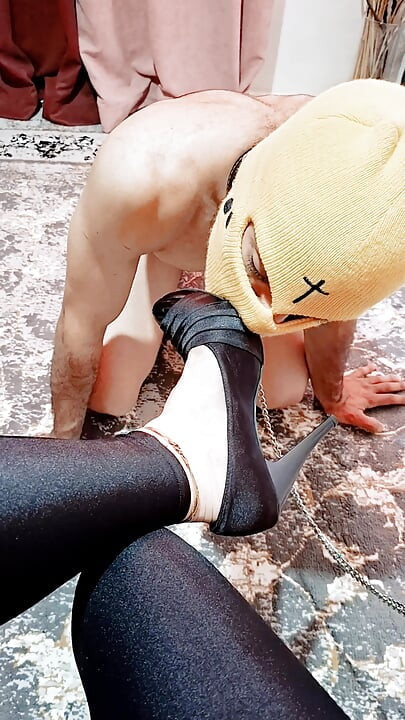 Mistress Humiliates Her Slave  Foot & Shoe Worship Training with Collar Domestic BDSM  Part 6