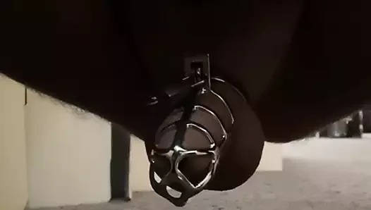 Anal plug and chastity jerk off ruined orgasm