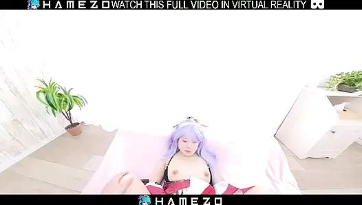 Seksi Japon kız Cocona Himekawa sanal gerçeklikte erkek arkadaşını memnun ediyor.