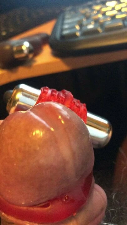 Cum shot using vibrating cock ring