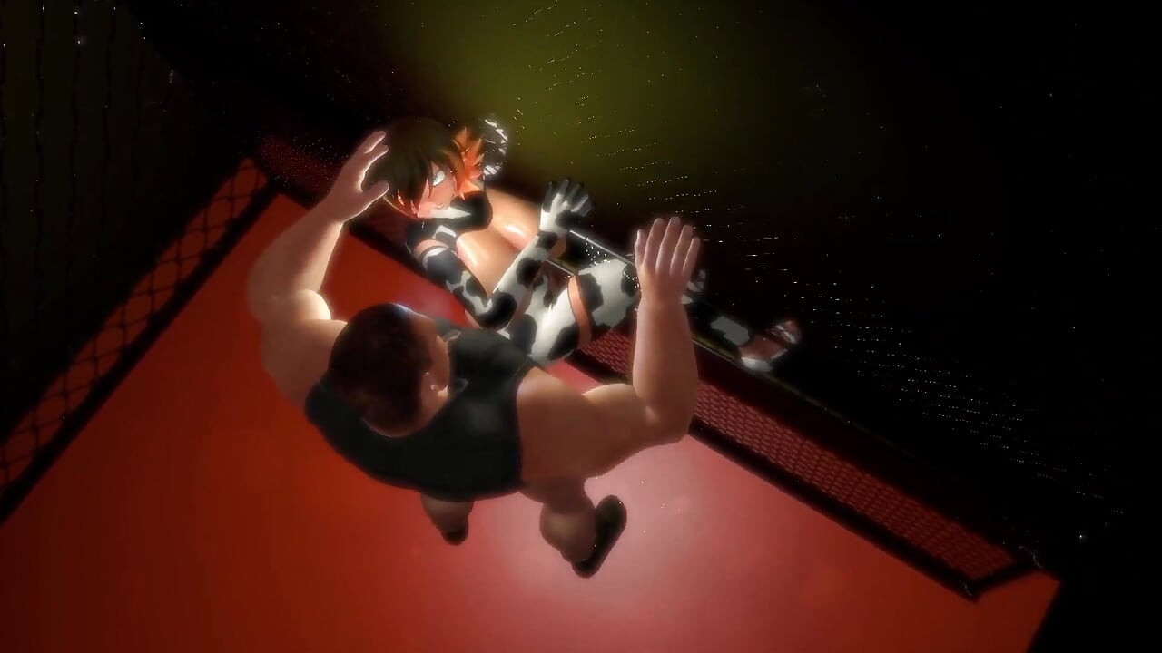 Anime Cow Girl Pounded Hard Against the Cage