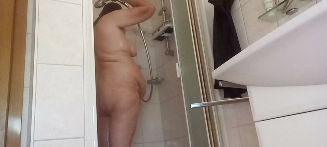 My pot-bellied pig in the shower