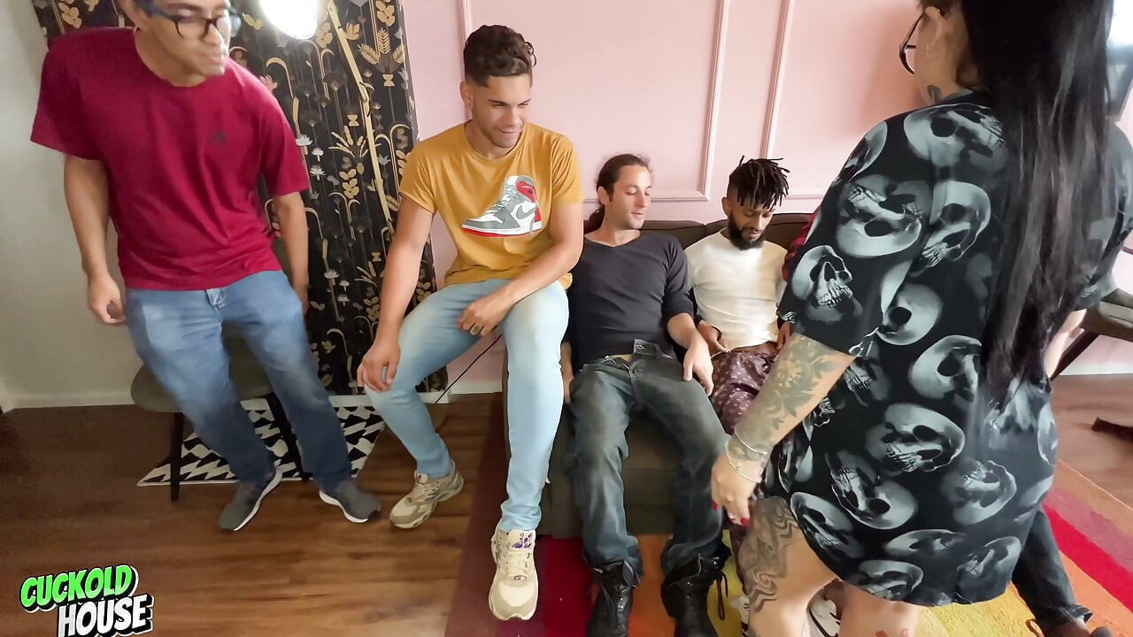 Naughty Wife Abandons Cleaning Duties for Group Sex with 4 Friends of Her Cuckolded Husband