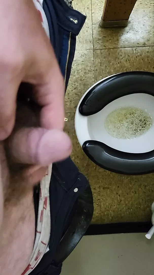 Taking a Pee and Quick Cum in Bathroom at work.