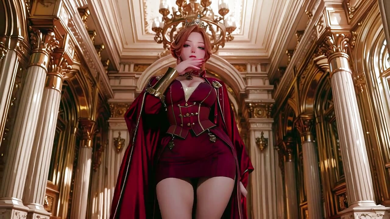 Red Queen On The Golden Throne! Deep Velvet Gown, Lazy Chin Rest, और एक नज़र जो तुम्हें Lock कर ले।