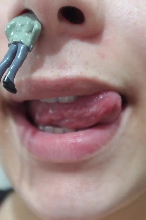 My Giantess Stepsister Puts Tiny Stepbrother in Her Nose as Punishment and Plays with Him