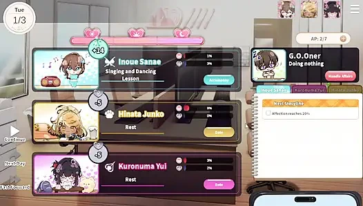 1 V-Liebhaber-Playthrough. Schöne frauen und schöner kunststil.