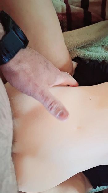 Fucking his little doll on top of me