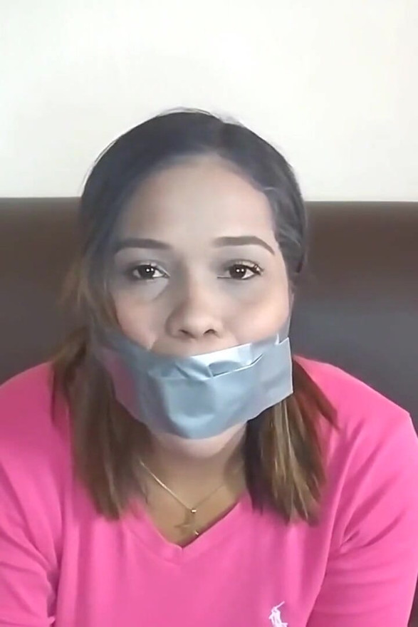 Duct Tape Cleave Gagged Beauty Has Sensitive Gag Reflex!