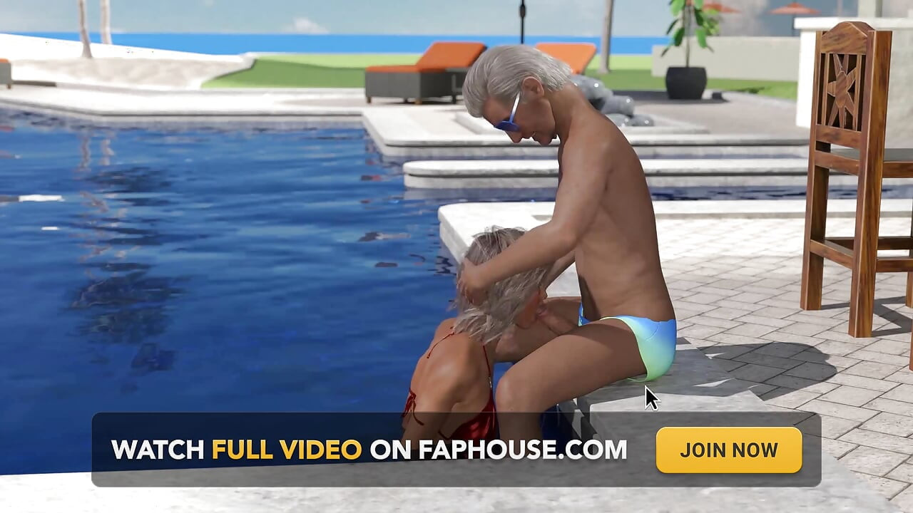 Tacos cuck apni patni ko booe aadmi ko choot dete hue dekhta hai aur pool ke kinare uska lnd gale men gahre tak le raha hai - episod 90