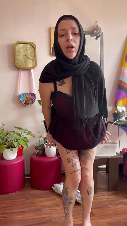 Muslim Goth Striptease in Hijab