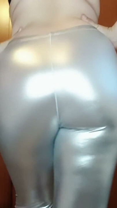Big ass walking in silver shiny pants | Clip 1