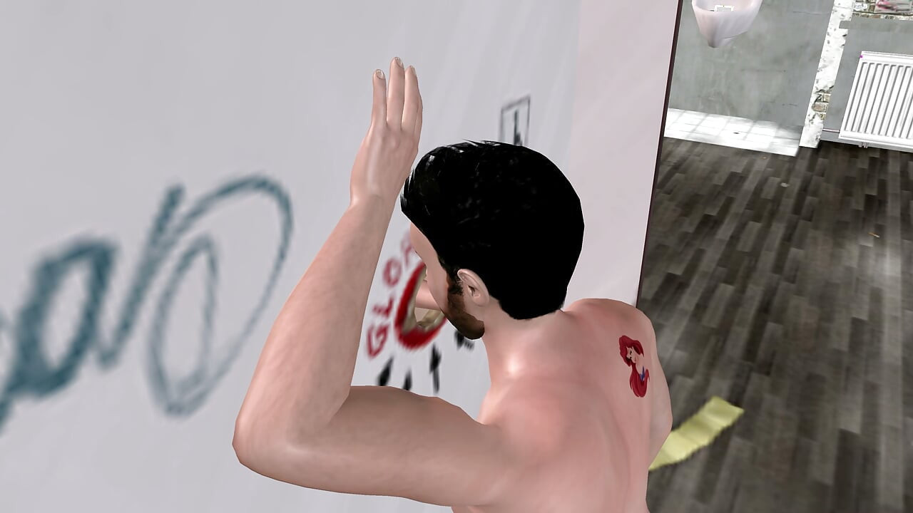 Animated 3D Gay Porn - Handsome Man Sucking Dick Through Glory Hole in Men's Toilet