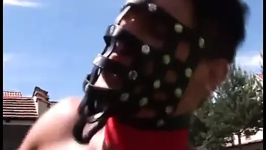 Busty latex chick fucked hard outdoor