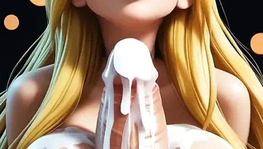 Смешная блондинка развлекается с огромным членом (Ai анимация)