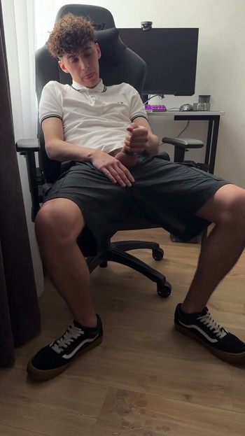 Epic moment from "Curly twink guy jerked off after college and cum"