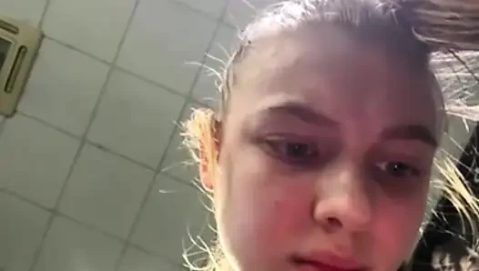 Risky public sex in the gym bathroom