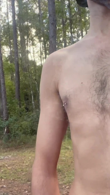 Powerful moment from "Just a horny faggot getting off in the woods. Nudist at heart, chained by society."
