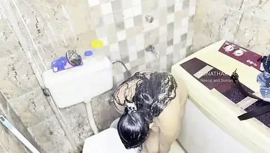 Real Desi Husband Fucks Wife Hard in Office Bathroom Shower
