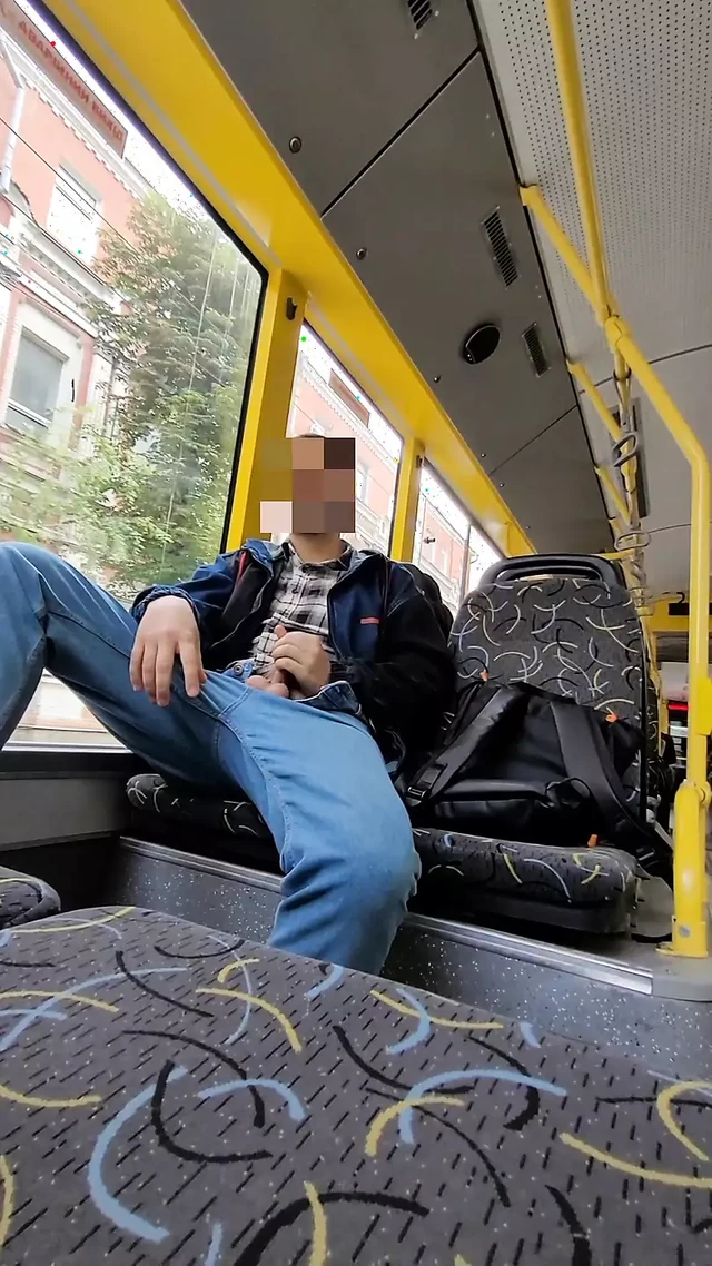 Super hot risky jerk in public bus