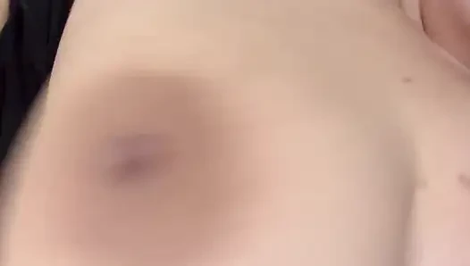 Blonde mom bounces her huge tits hard