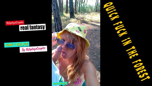 Kinky selfie - snelle neukpartij in het bos. kont likken