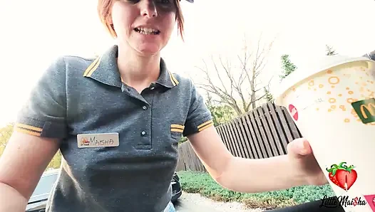 A McDonald's employee spilled Sprite on me. As punishment, she had to give me a blowjob and swallow it in the car.