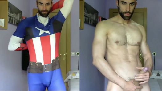 Kapitan Ameryka szarpie się i orgazm