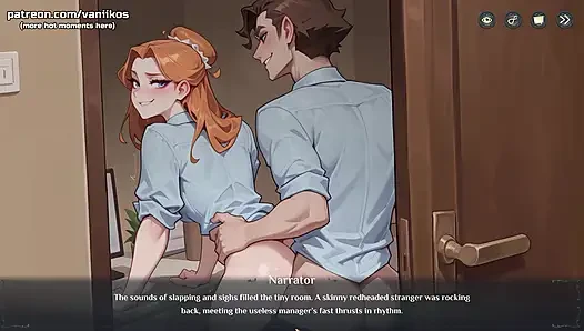 Pelzmädchen mit dicken möpsen zeigt ihren dicken arsch in engen shorts - hotel tales (steam-spiel) - animiertes hentai-spiel 3D