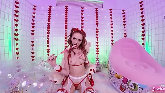 Geile rothaarige kendra cole gibt einen schlampigen valentines blowjob