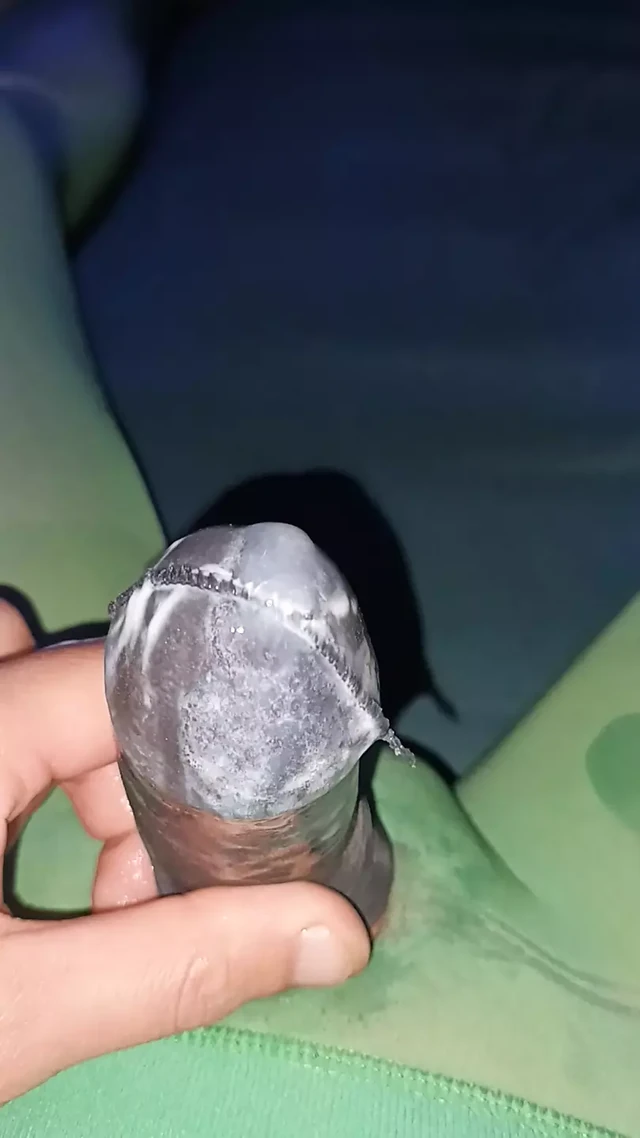 Another cumshot inside gray high spandex tights