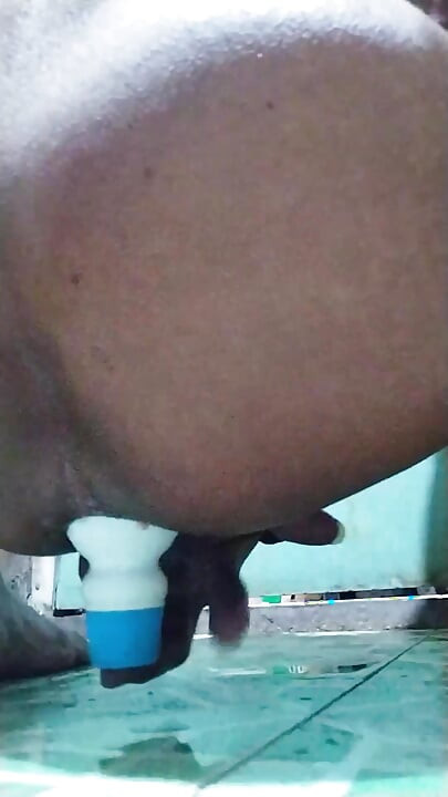 My girlfriend ordered me to jerk off my cock until I squirt while fucking my own ass with a bottle