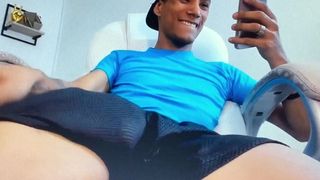 Young Latino shows off his huge hung hard cock