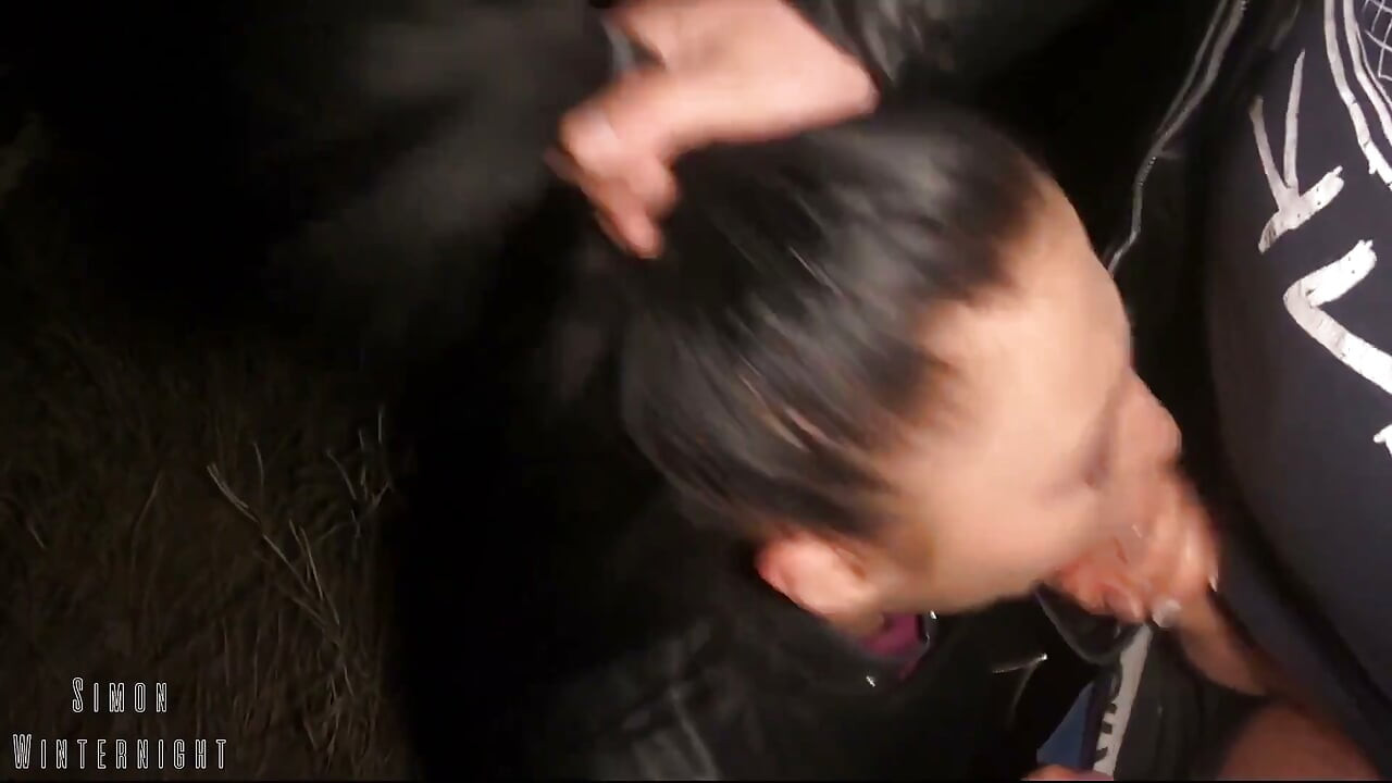 Outdoor Night Blowjob Turned Into Rough Facefuck and Cum in Mouth