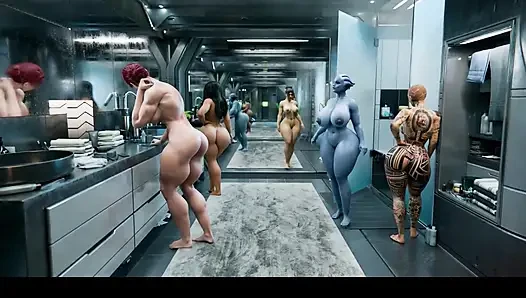 Liara T'Soni Hardcore Gangbang in Women's Bathroom