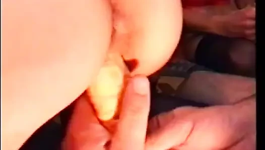 Stud and slut gets dildo in ass after BJ in hot MMF bisexual threesome
