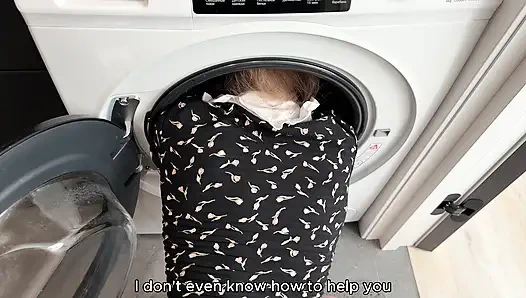 IMAGINE, I'M STUCK IN THE WASHING MACHINE! I fucked my stepsister in the washing machine