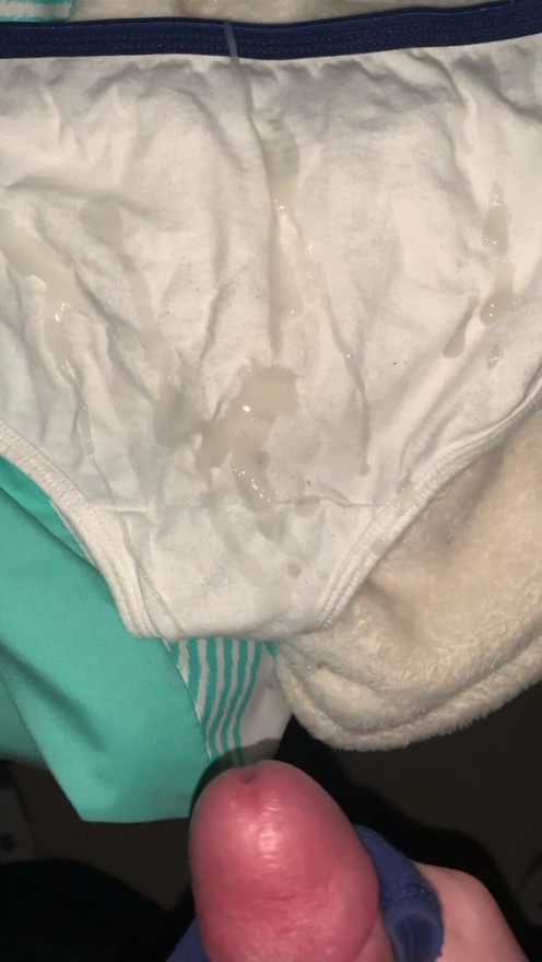 Cum on Helenas white panties