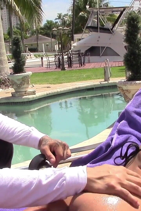 Tiny hot teen lets the pool boy fuck her