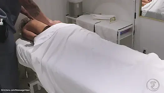 Real Massage Therapist Gets Sucked and Fucked by Fit Blonde Client