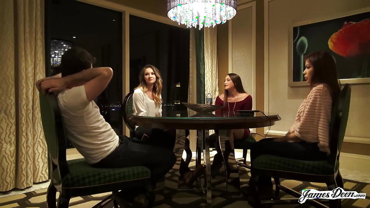 Avi Love, Bambi, Sami Parker in reverse gangbang action with James Deen