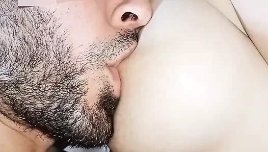 Arab guy gently sucks and bites my big sagging tits until my puffy nipples