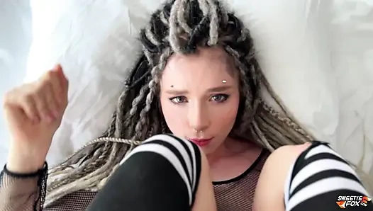 Beautiful Informal Girl with Dreadlocks and Piercings Deepthroats, Rough Fucks and Cum Swallows