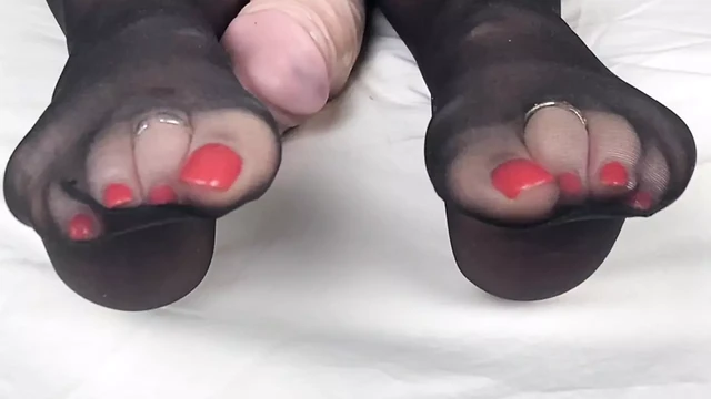 Mrs Mature Feet showing all her feet lovers her soles and toes in sheer Black Hold Ups. Part 1