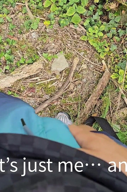 Risky Outdoor Jerk off - Almost Caught & Huge Cumshot in the Woods