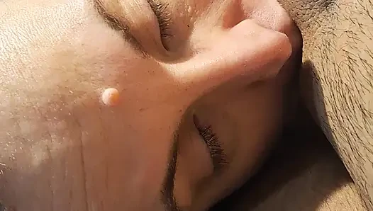Ass licking, balls getting sucked, cum getting licked, and finally a deep throat.