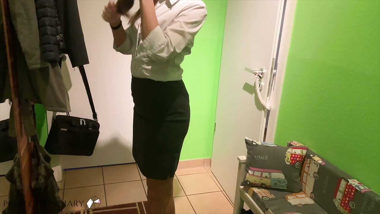 Wife in business look fucked before work